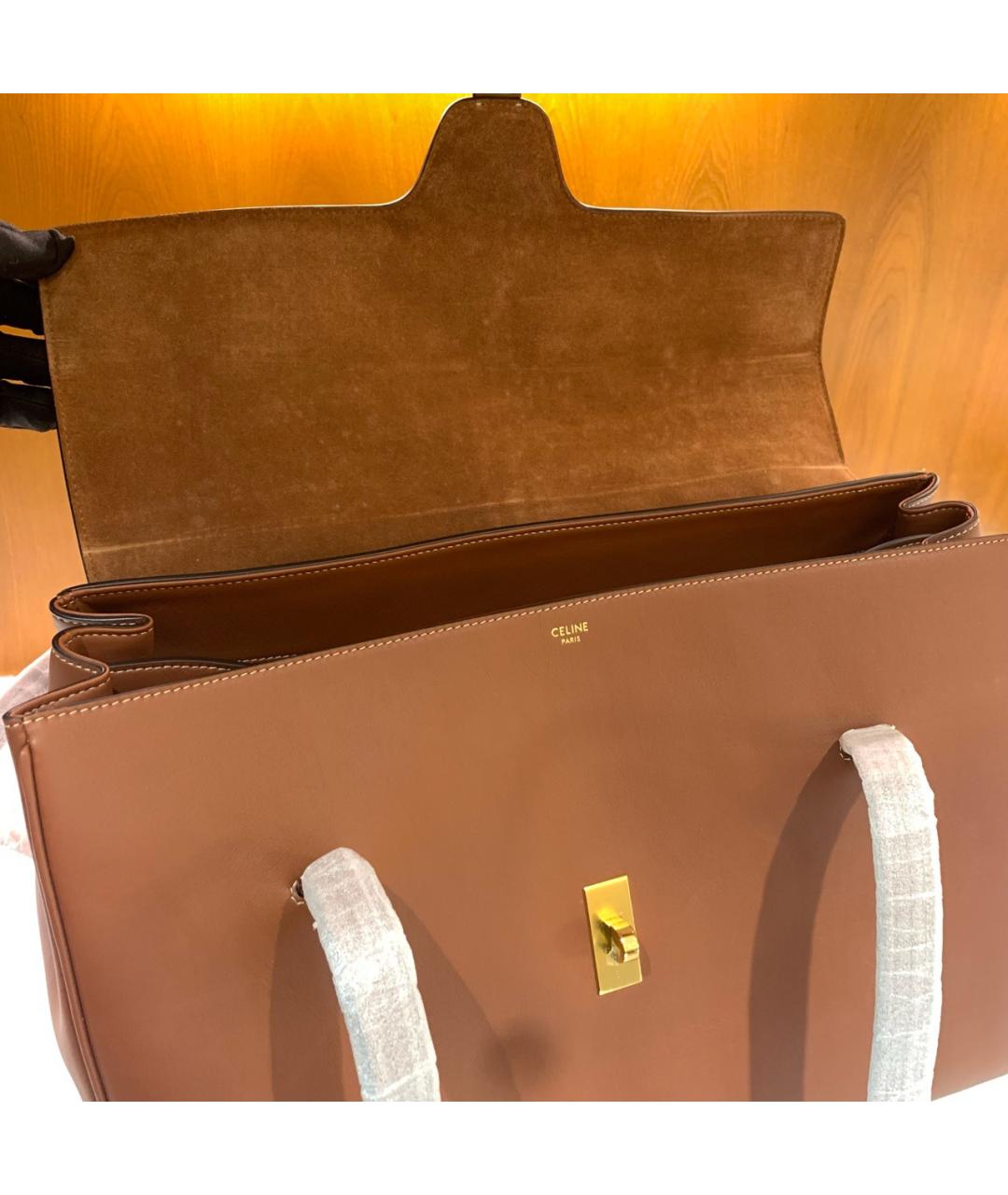 CELINE Коричневая кожаная сумка через плечо, фото 6