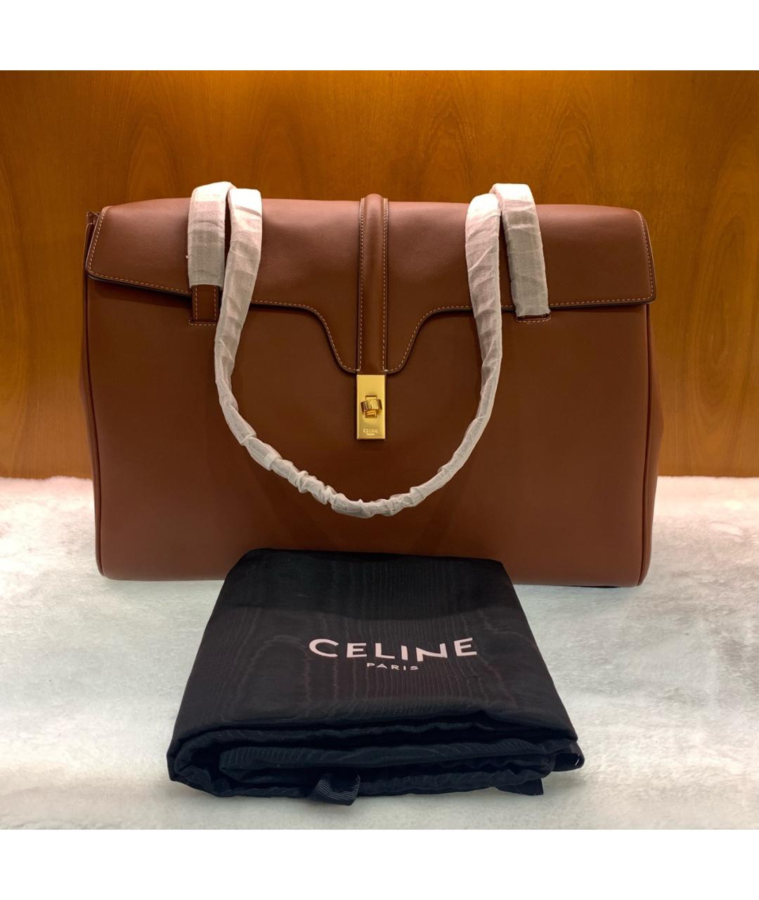 CELINE Коричневая кожаная сумка через плечо, фото 7