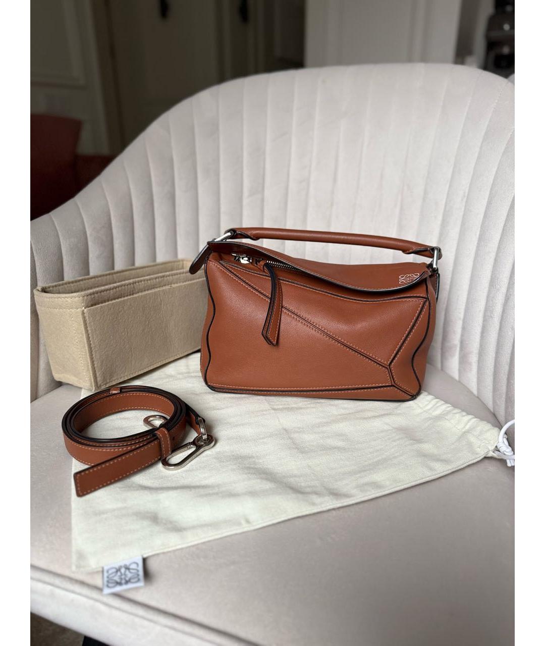 LOEWE Коричневая кожаная сумка через плечо, фото 2