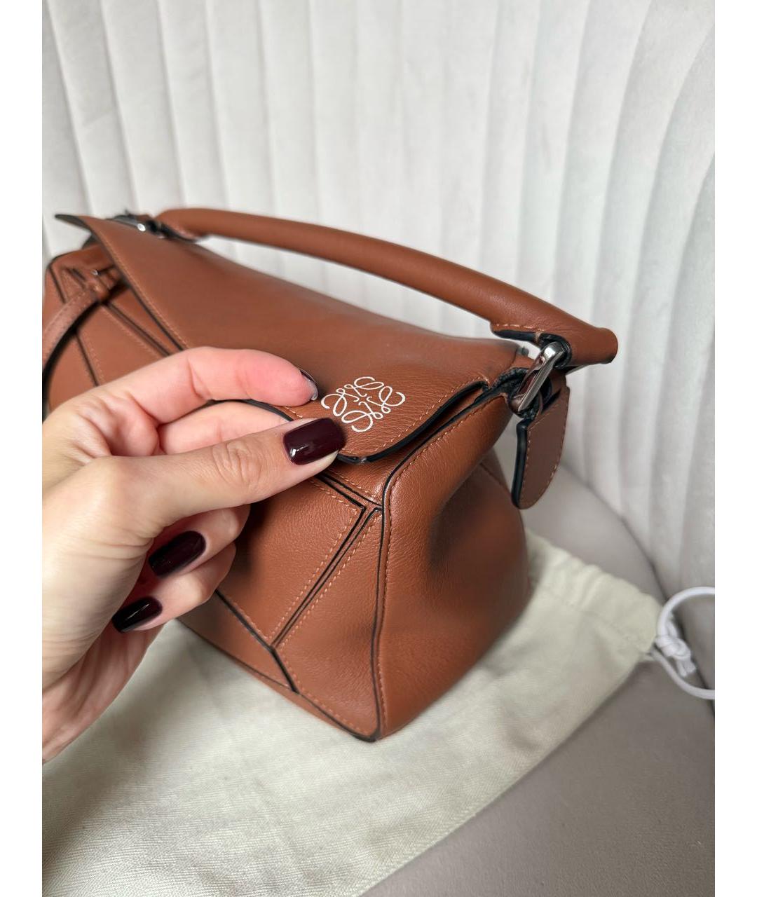 LOEWE Коричневая кожаная сумка через плечо, фото 6