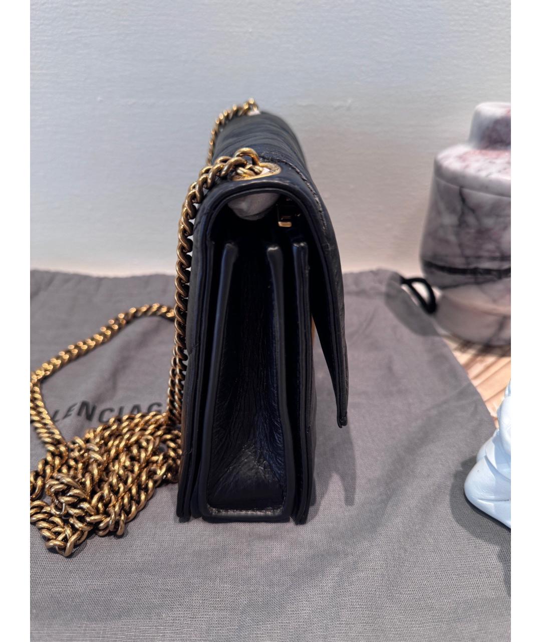 BALENCIAGA Черная кожаная сумка через плечо, фото 4