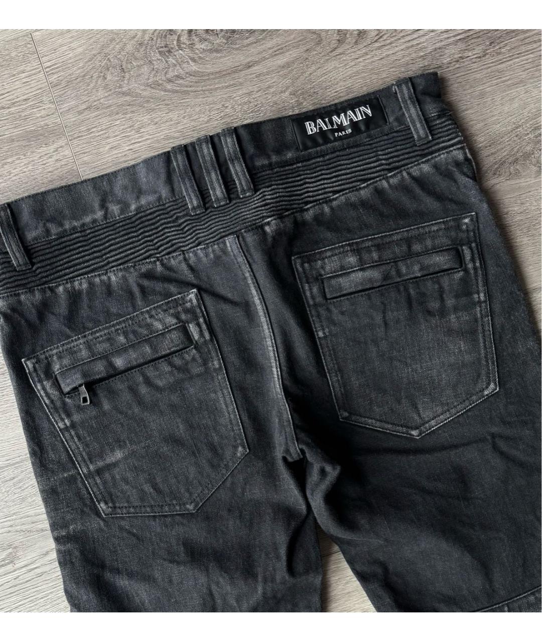 BALMAIN Антрацитовые хлопковые джинсы скинни, фото 8