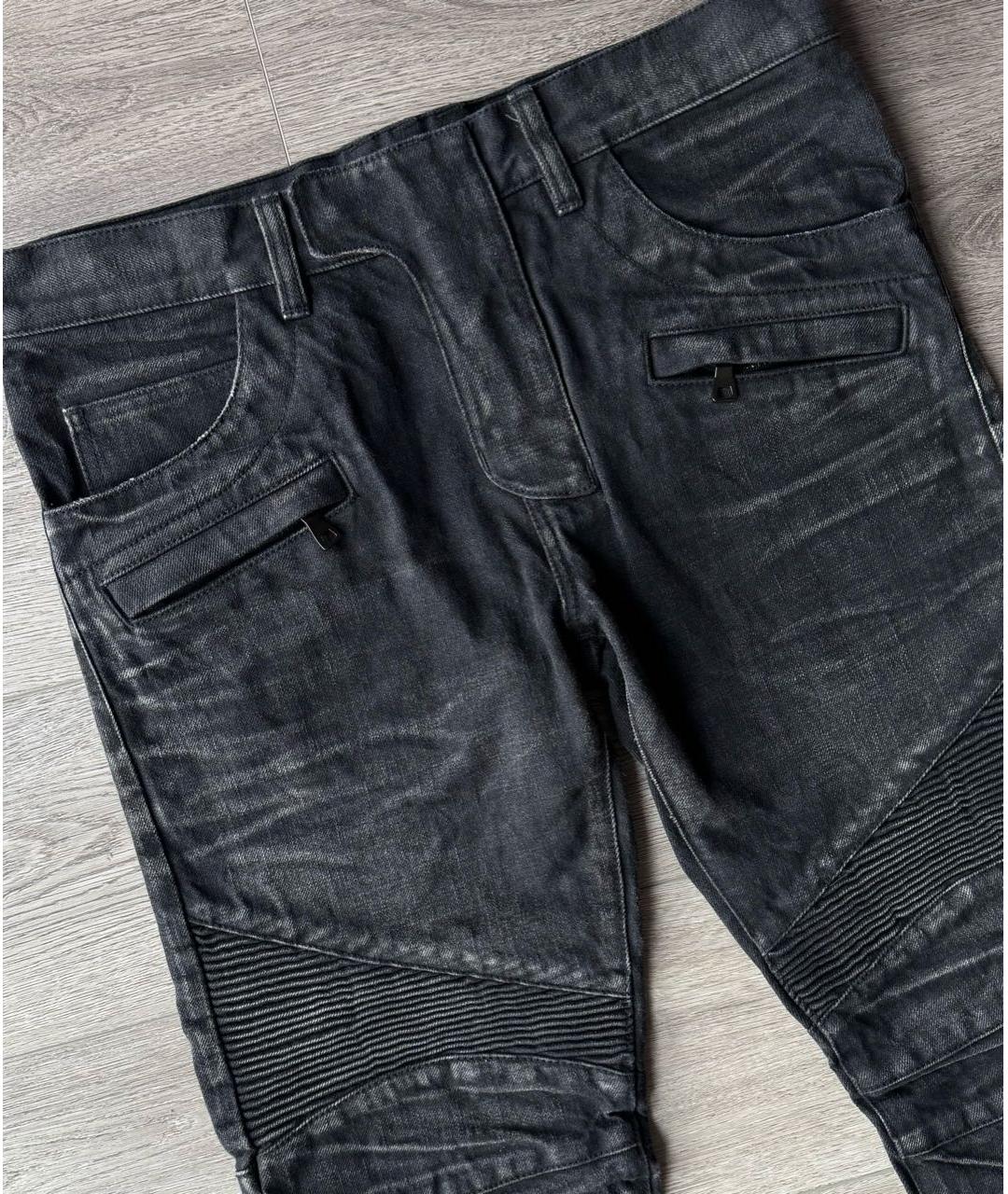 BALMAIN Антрацитовые хлопковые джинсы скинни, фото 3