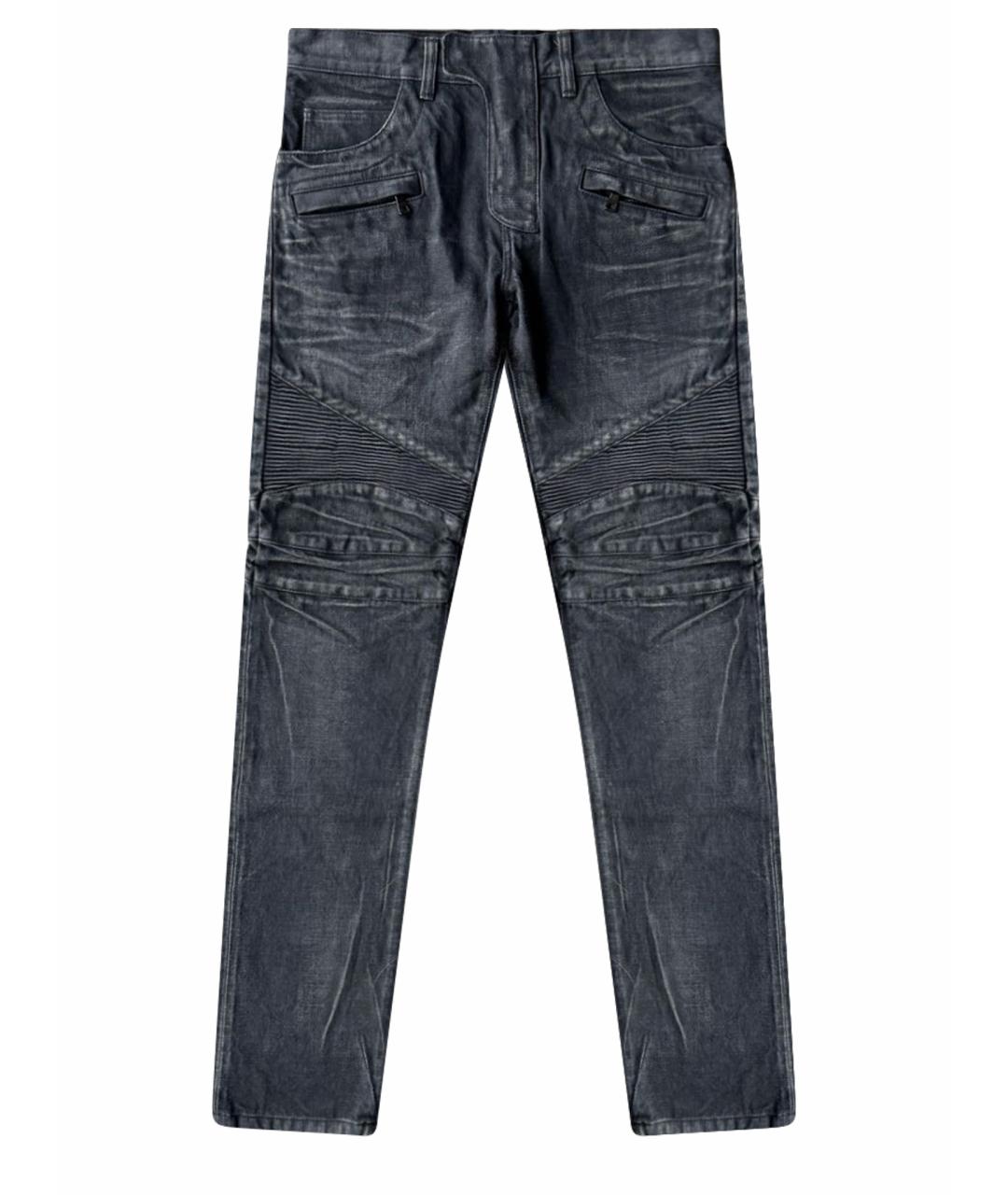 BALMAIN Антрацитовые хлопковые джинсы скинни, фото 1