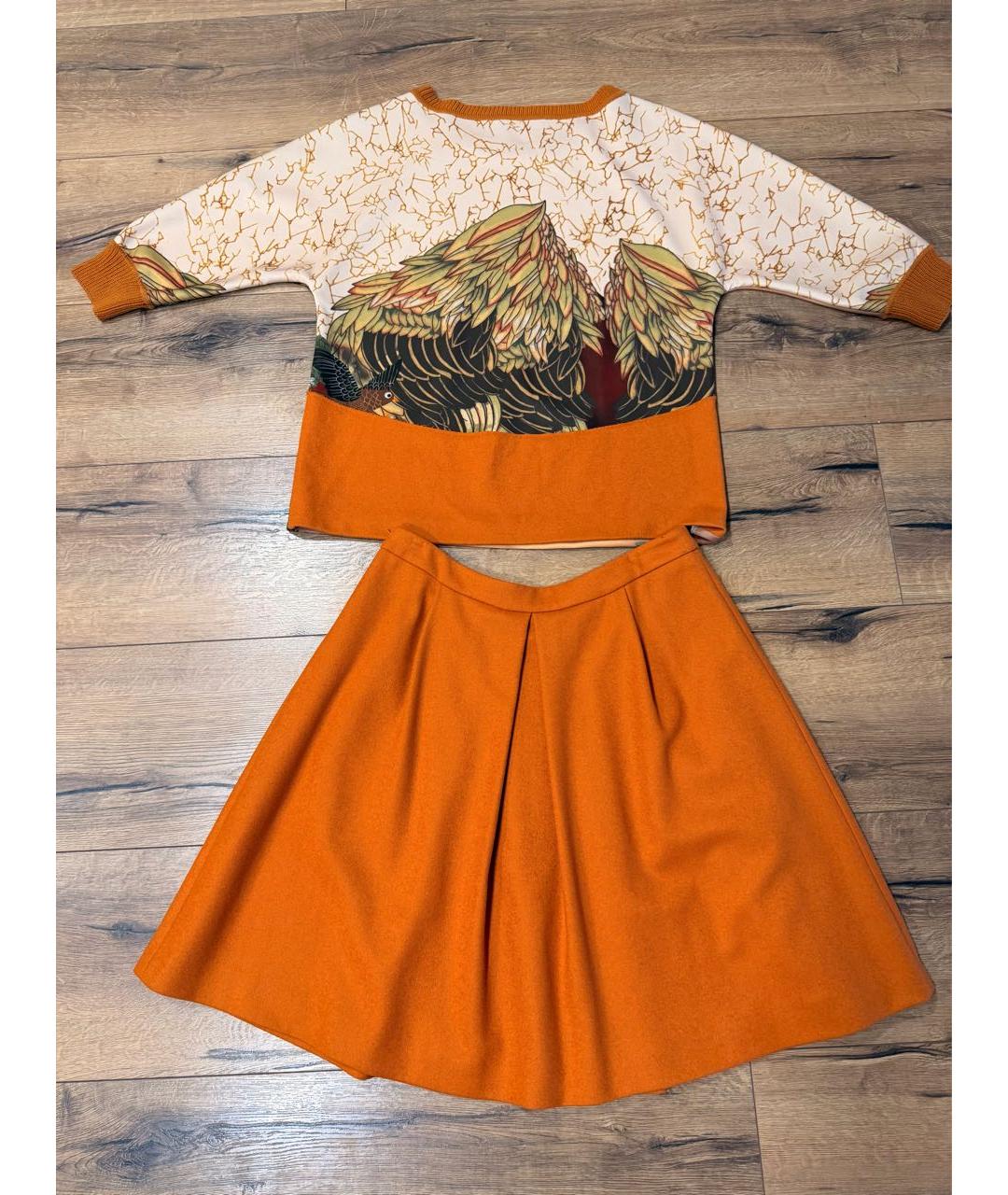 ALBERTA FERRETTI Оранжевый шерстяной костюм с юбками, фото 2