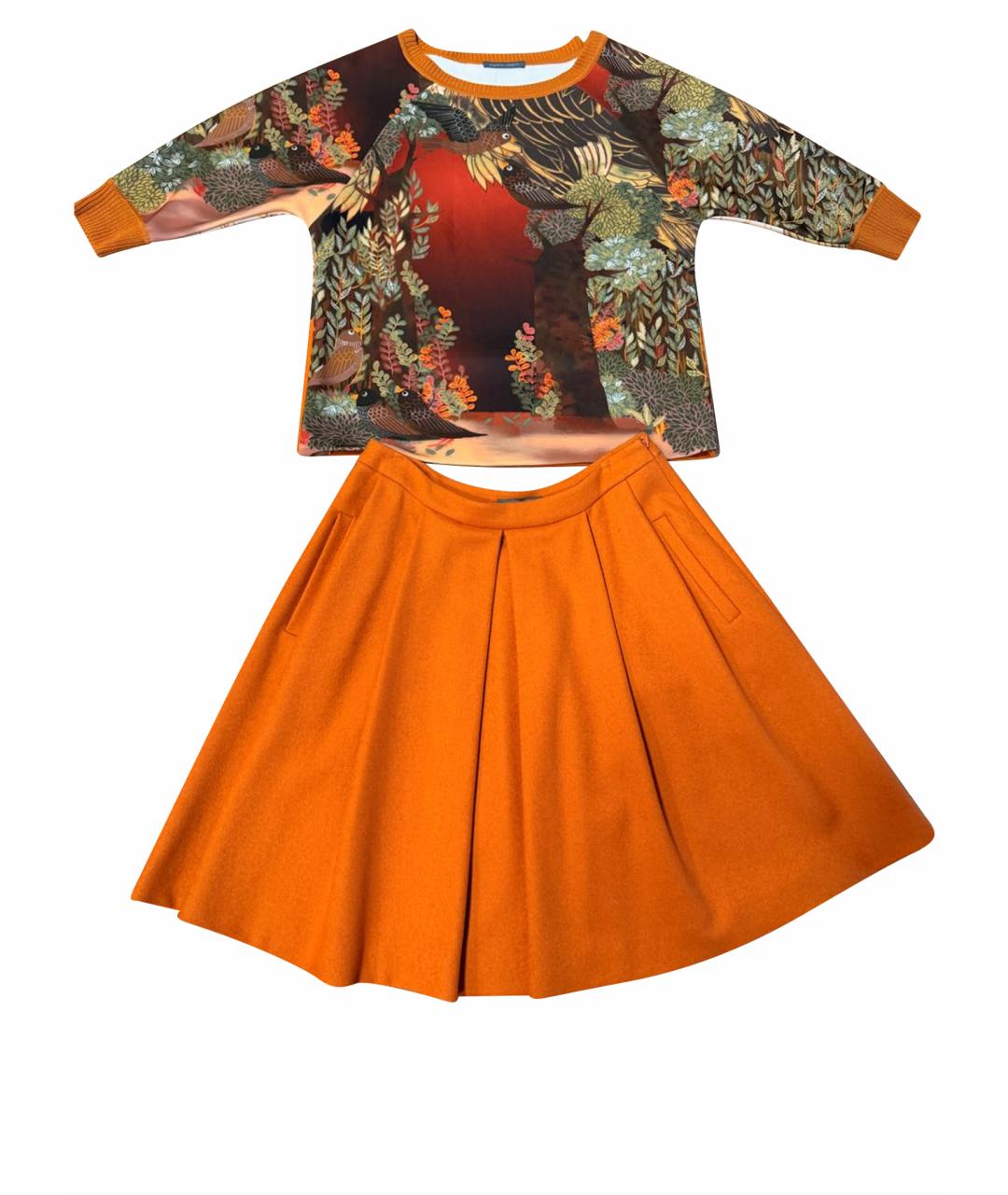 ALBERTA FERRETTI Оранжевый шерстяной костюм с юбками, фото 1