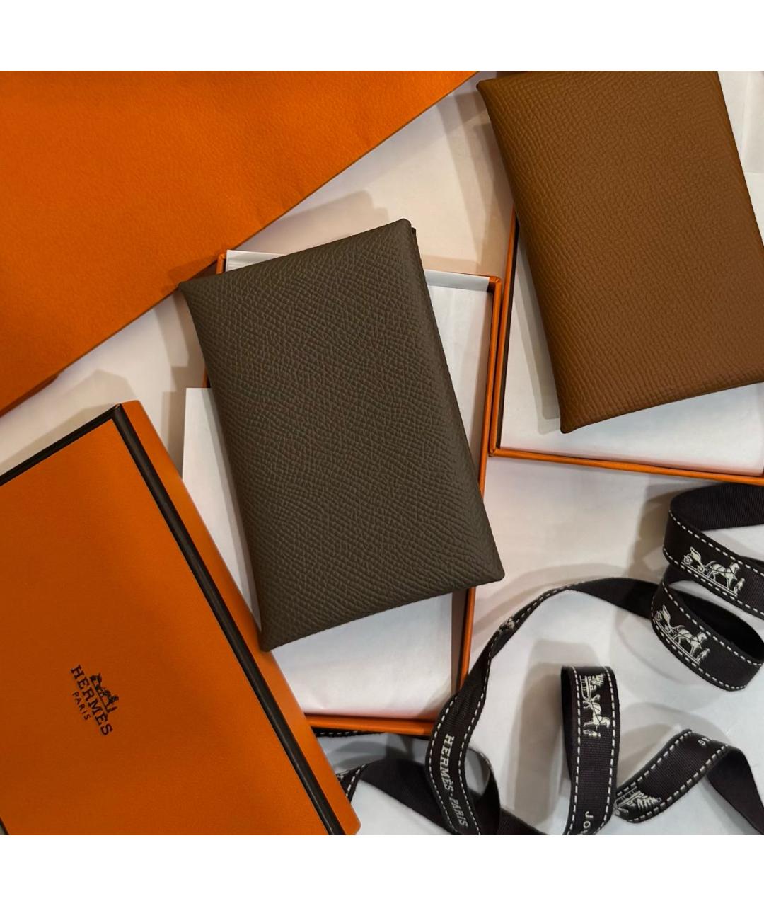 HERMES Бежевый кожаный кардхолдер, фото 4