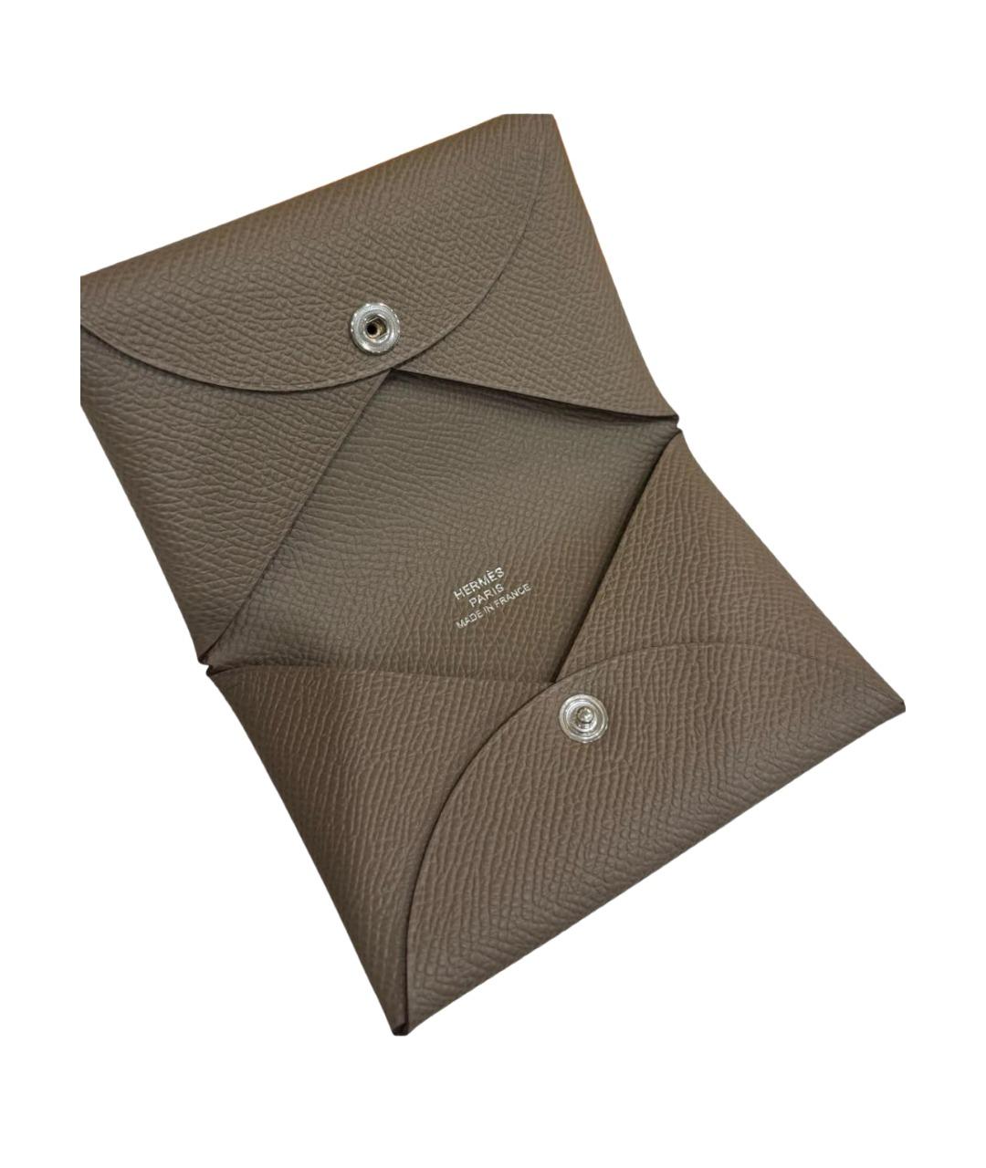 HERMES Бежевый кожаный кардхолдер, фото 5