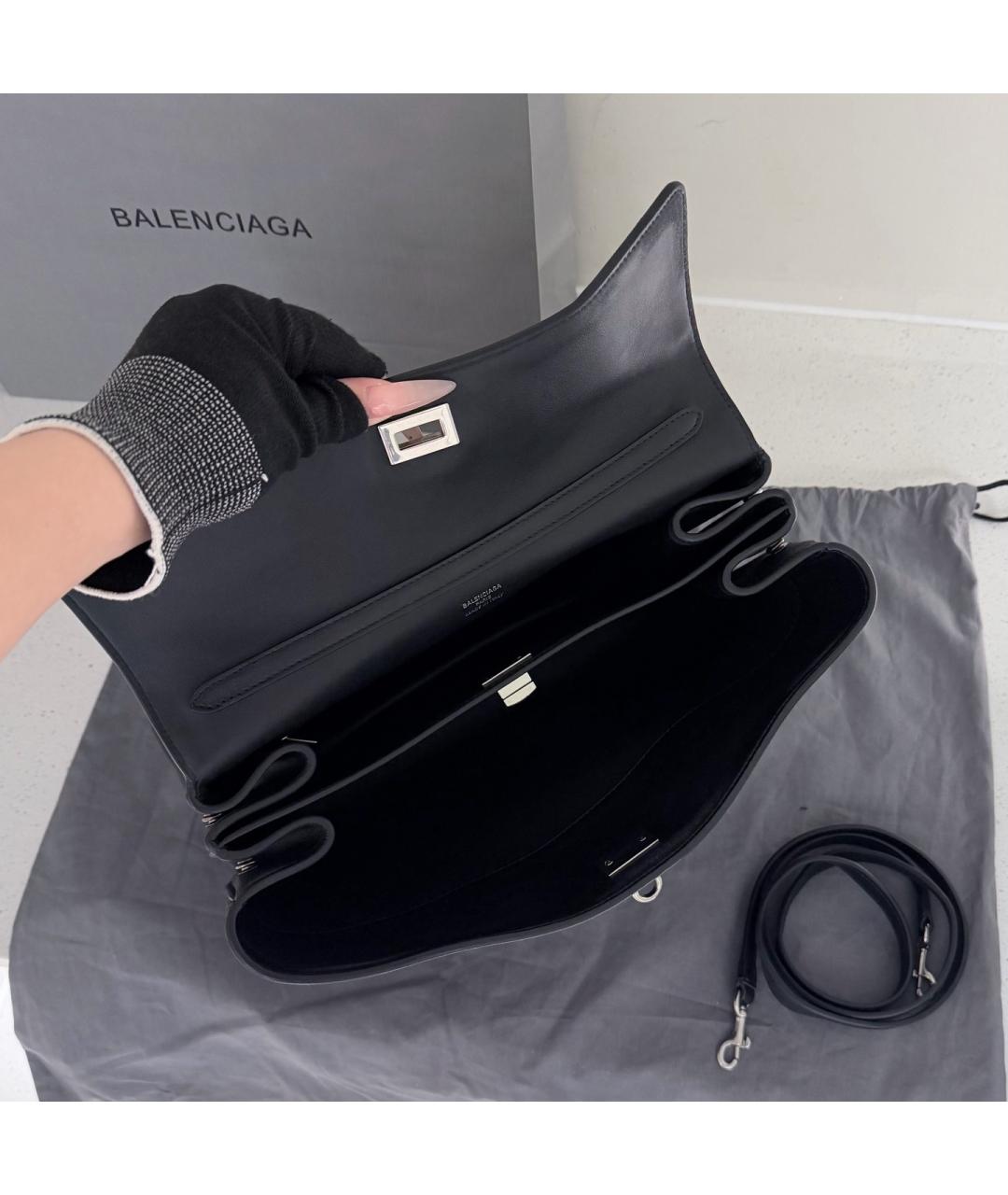 BALENCIAGA Черная кожаная сумка через плечо, фото 6