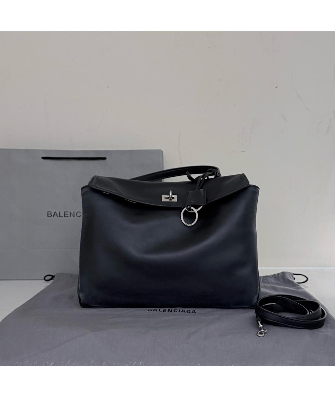 BALENCIAGA Черная кожаная сумка через плечо, фото 9