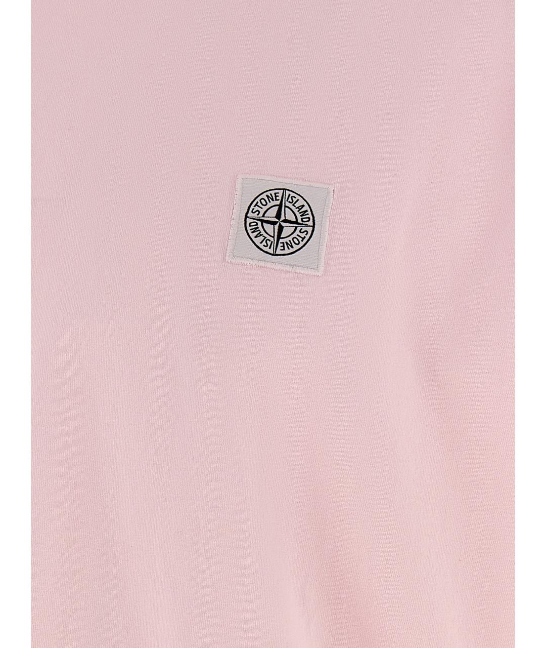 STONE ISLAND Розовая хлопковая футболка, фото 4
