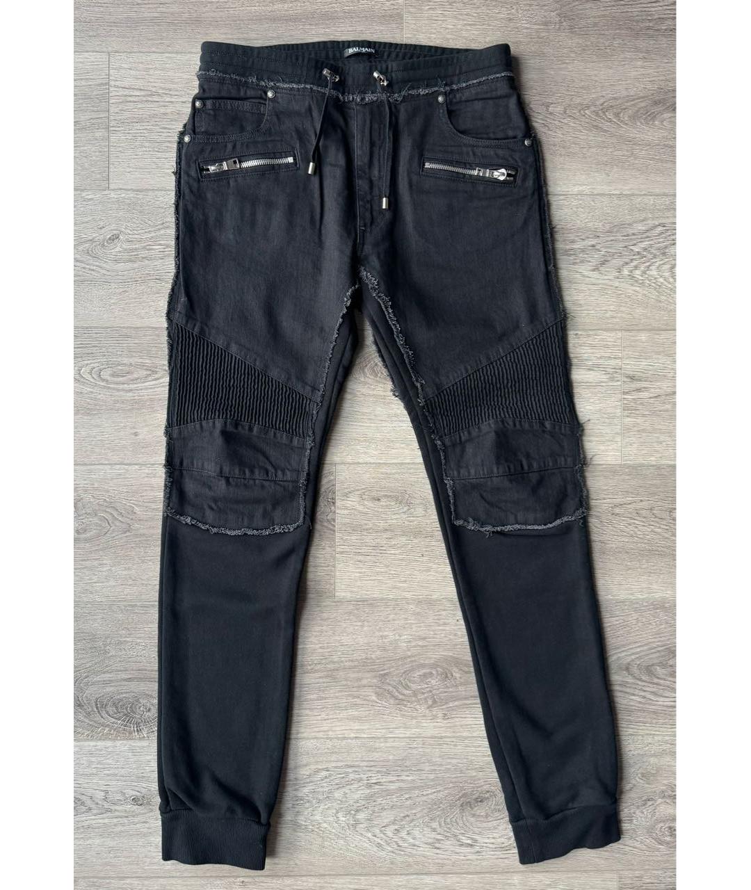 BALMAIN Черные хлопко-эластановые повседневные брюки, фото 2