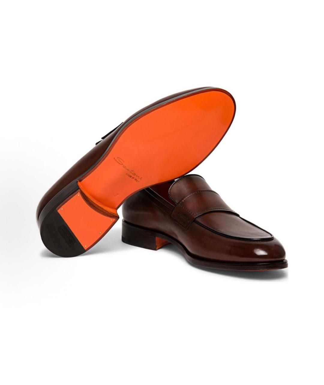 SANTONI Коричневые кожаные туфли, фото 4
