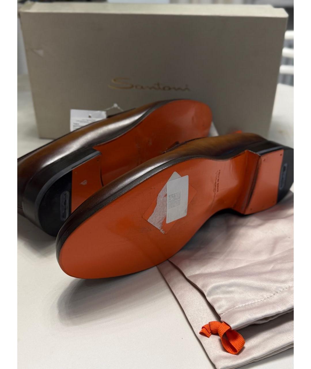 SANTONI Коричневые кожаные туфли, фото 6