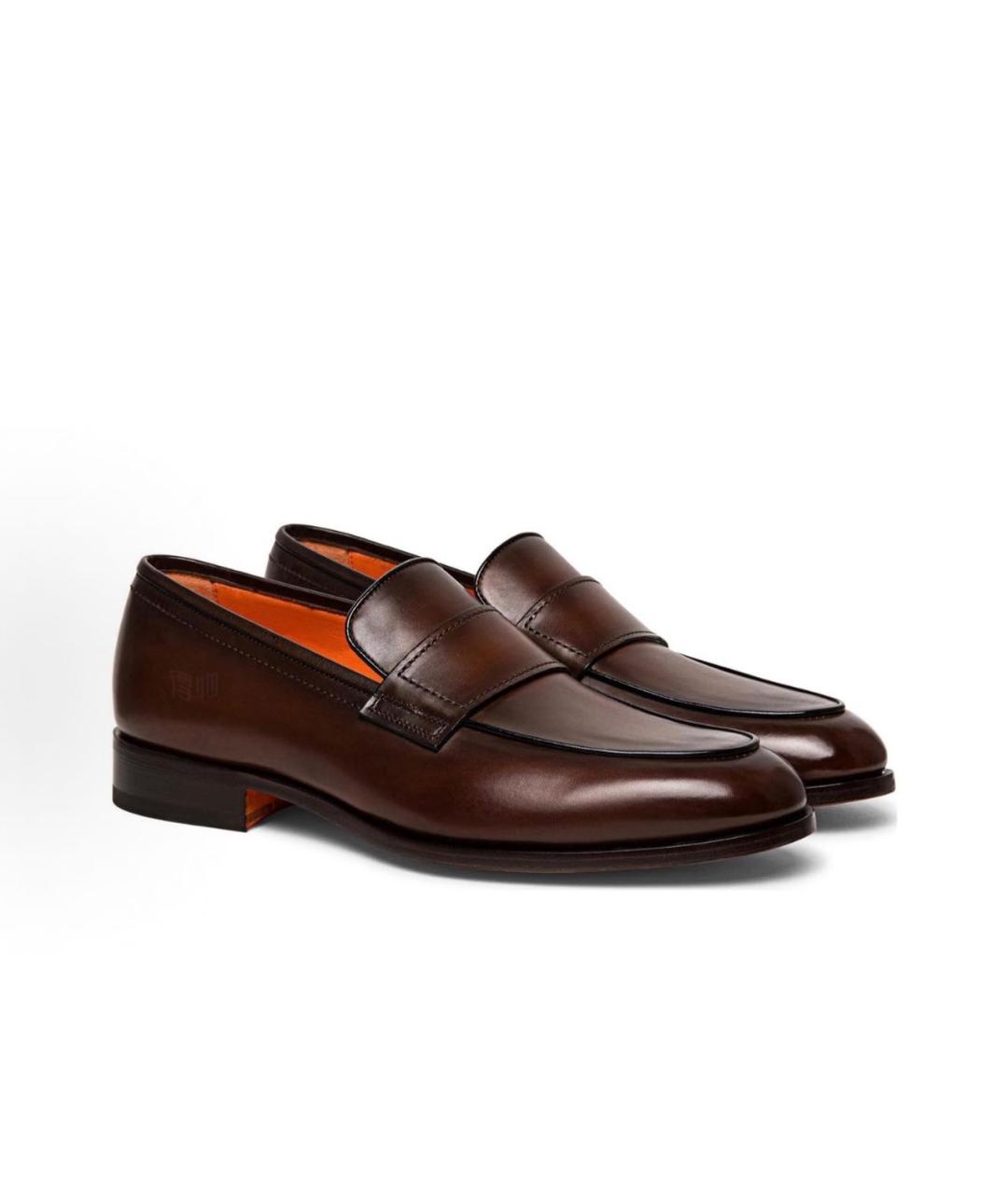 SANTONI Коричневые кожаные туфли, фото 2