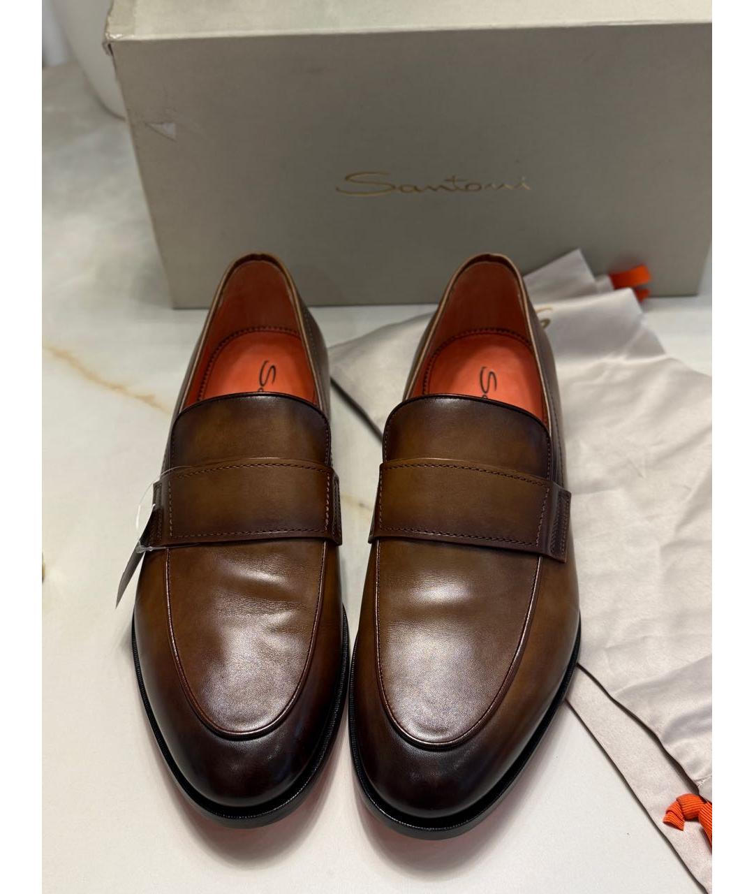SANTONI Коричневые кожаные туфли, фото 2