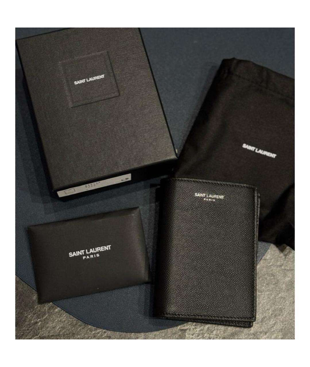 SAINT LAURENT Черный кожаный кошелек, фото 4