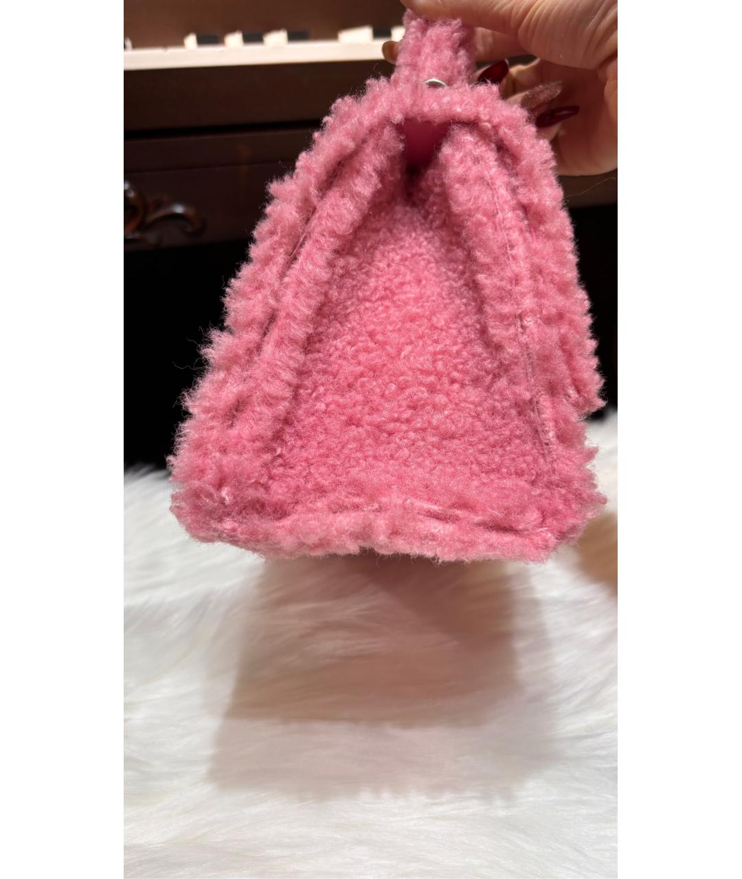 BALENCIAGA Розовая тканевая сумка с короткими ручками, фото 5