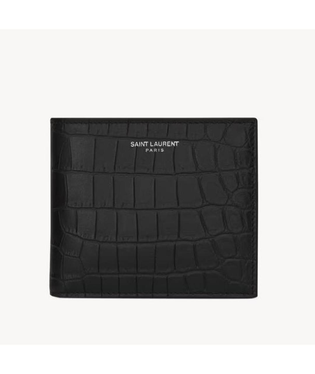 SAINT LAURENT Черный кожаный кошелек, фото 5