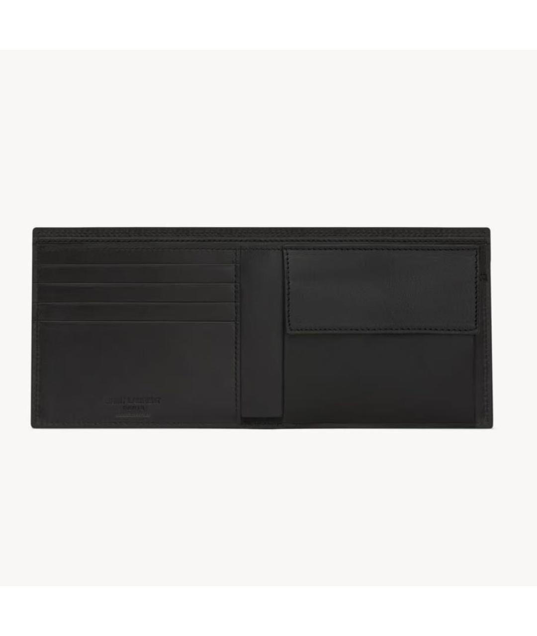 SAINT LAURENT Черный кожаный кошелек, фото 3