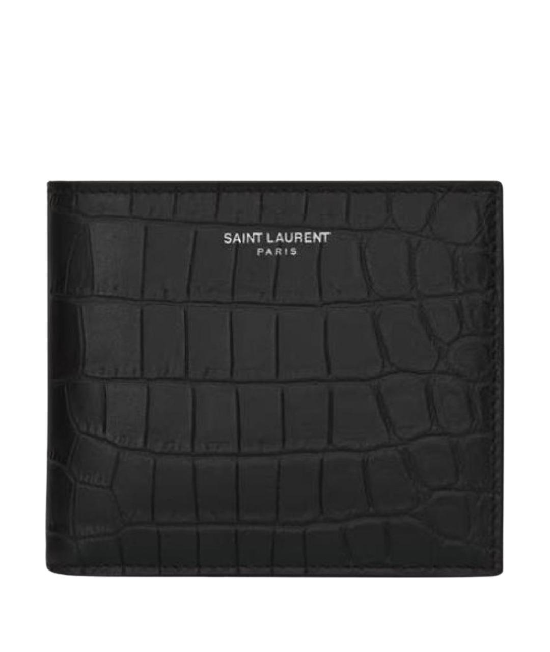 SAINT LAURENT Черный кожаный кошелек, фото 1