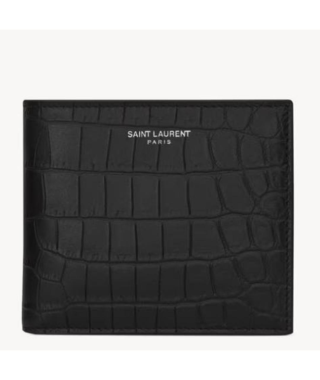 SAINT LAURENT Черный кожаный кошелек, фото 4