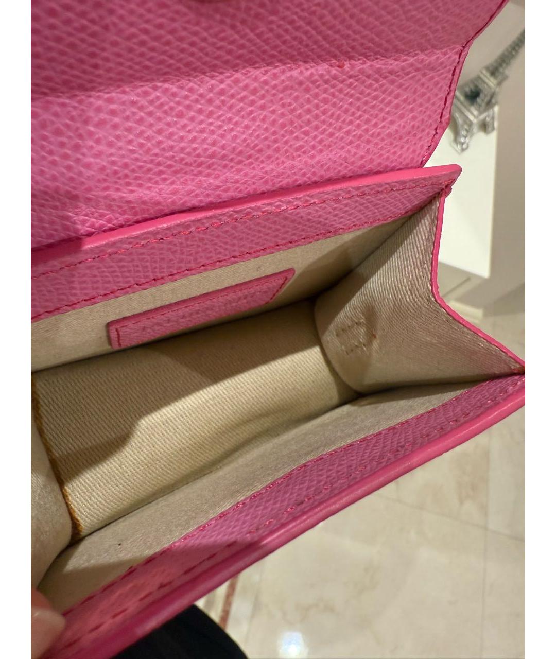 JACQUEMUS Розовая кожаная сумка с короткими ручками, фото 6