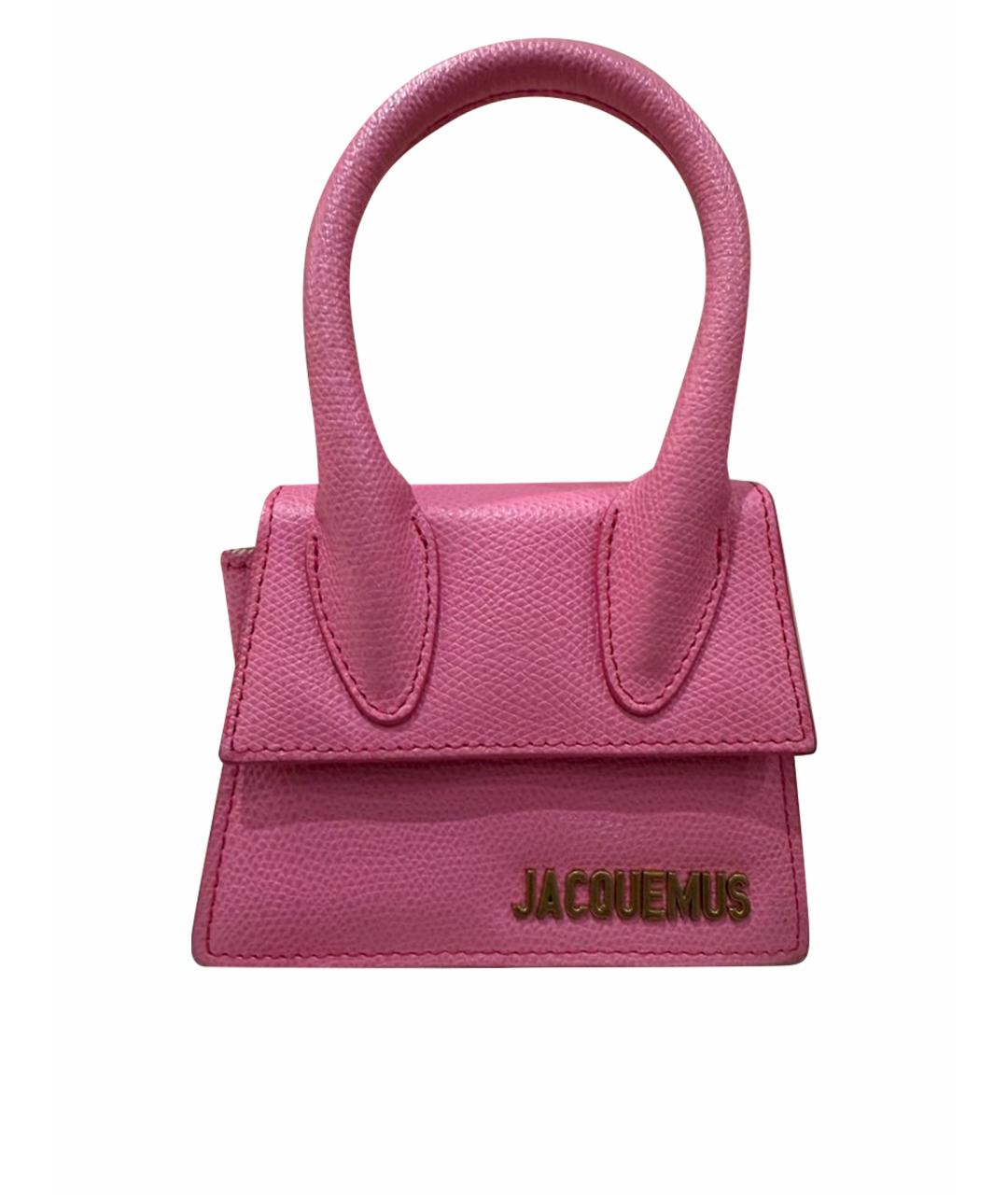 JACQUEMUS Розовая кожаная сумка с короткими ручками, фото 1
