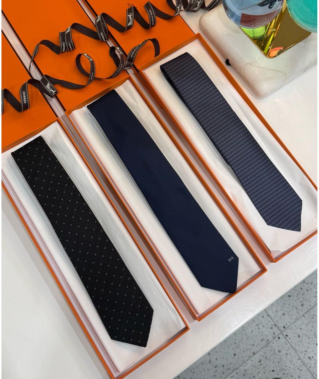 HERMES Синий галстук, фото 4
