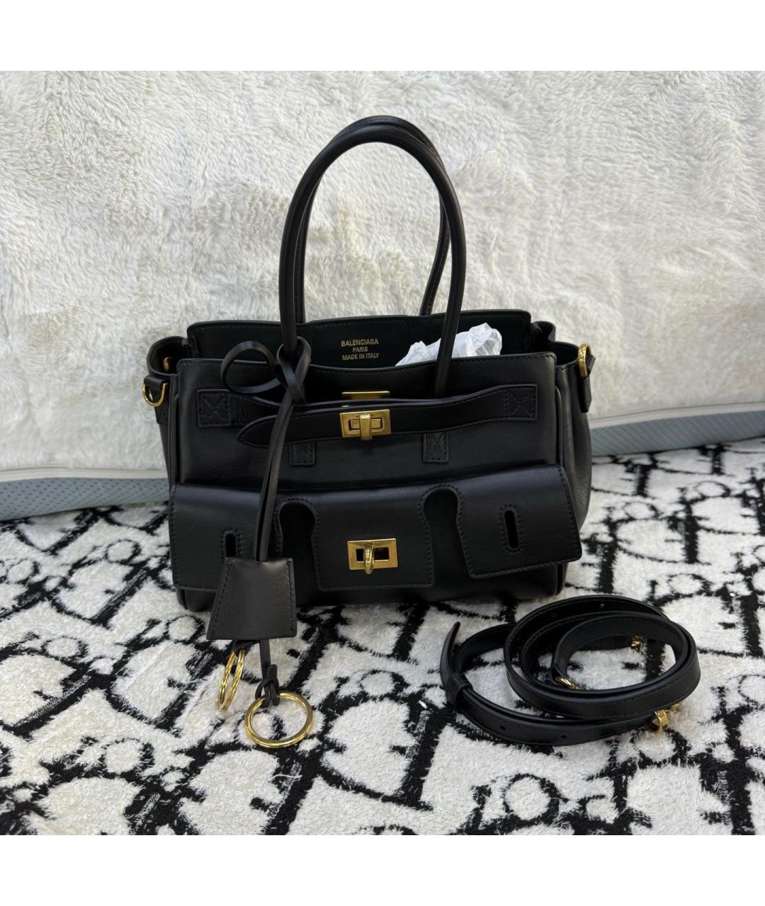 BALENCIAGA Черная кожаная сумка с короткими ручками, фото 4