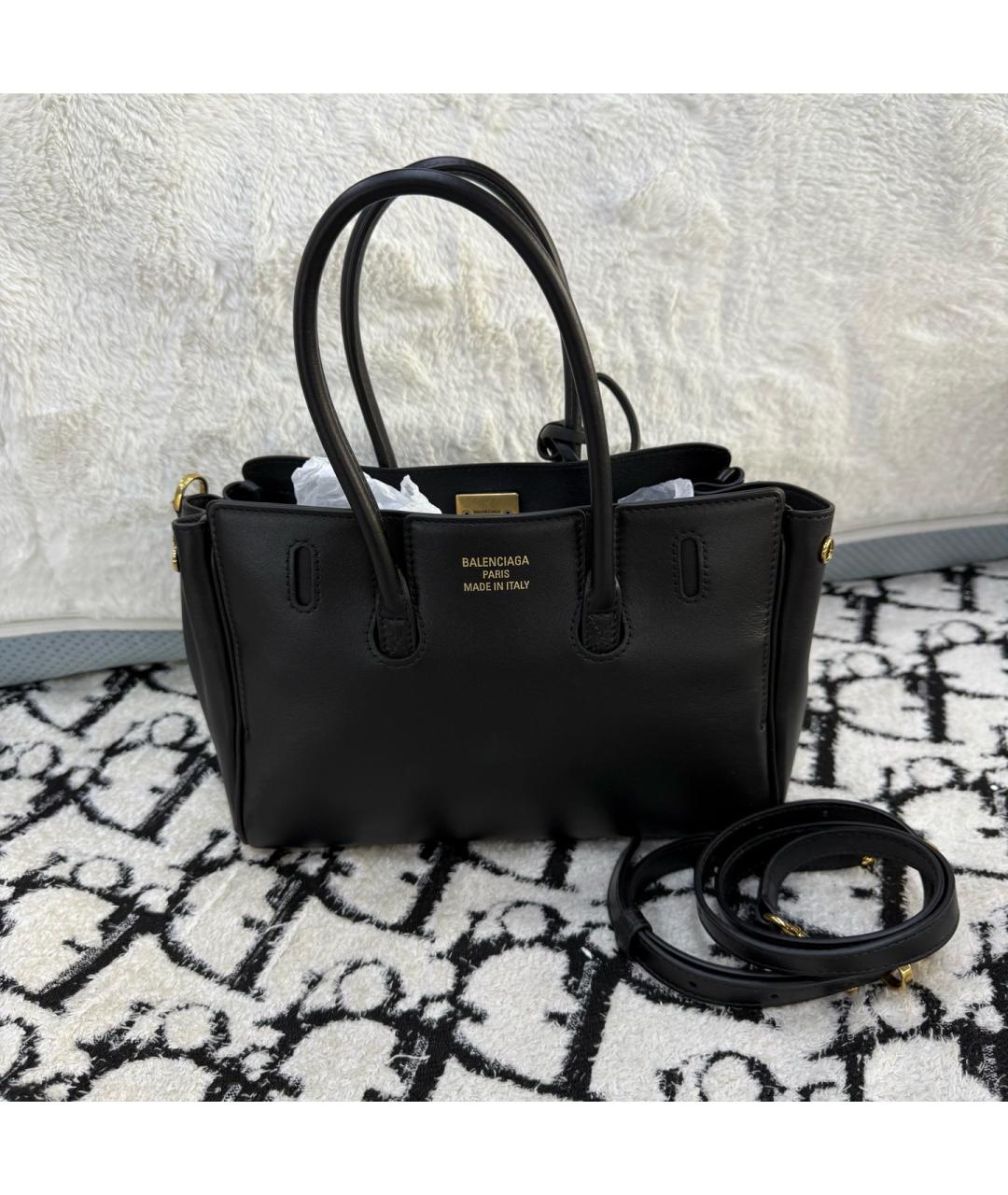 BALENCIAGA Черная кожаная сумка с короткими ручками, фото 2