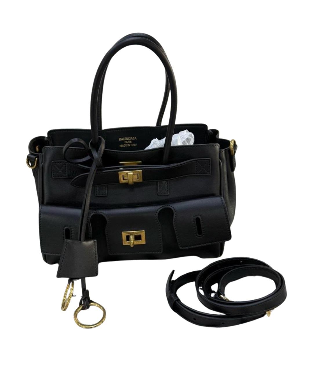 BALENCIAGA Черная кожаная сумка с короткими ручками, фото 1