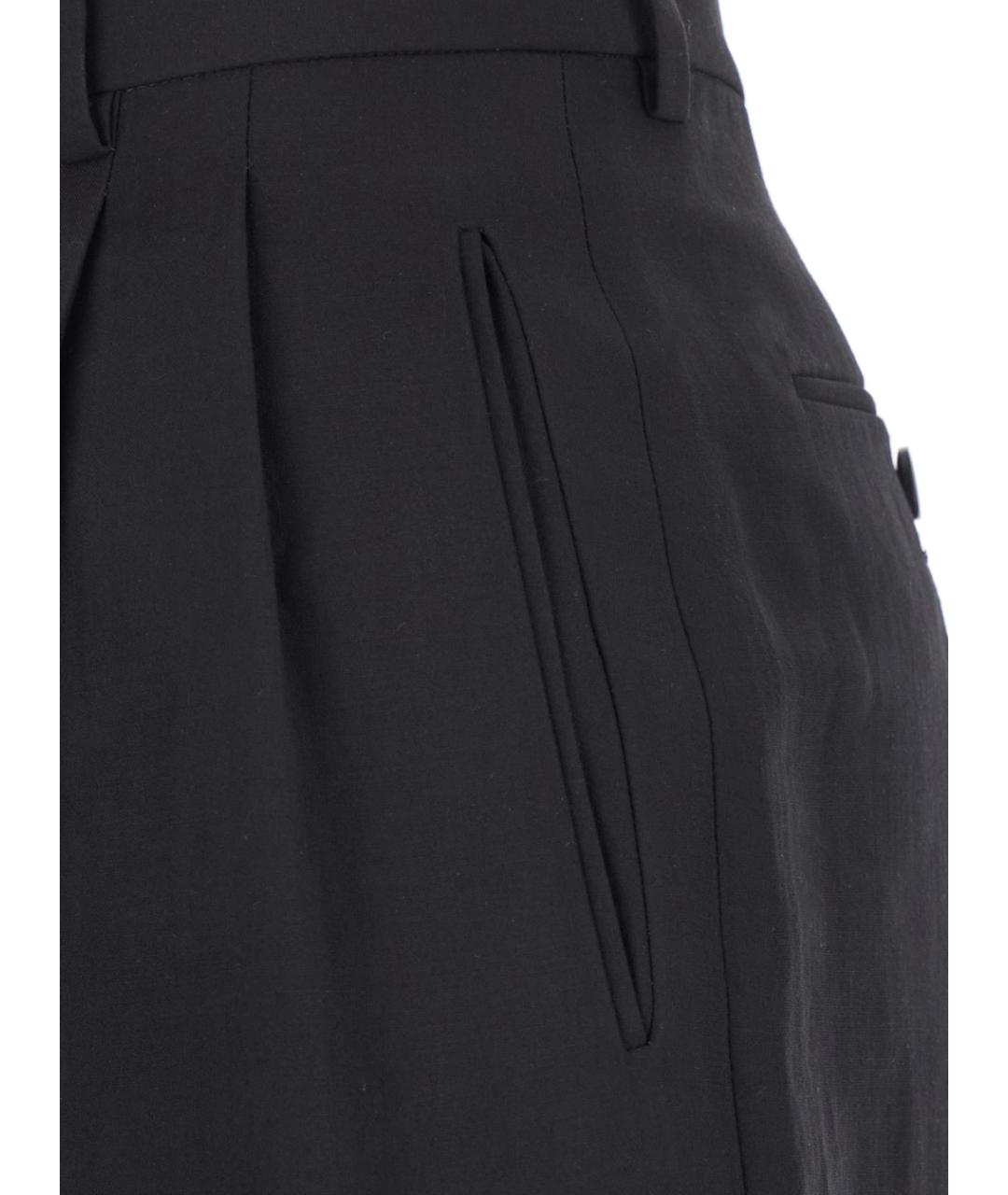 THE ROW Черные шерстяные прямые брюки, фото 3