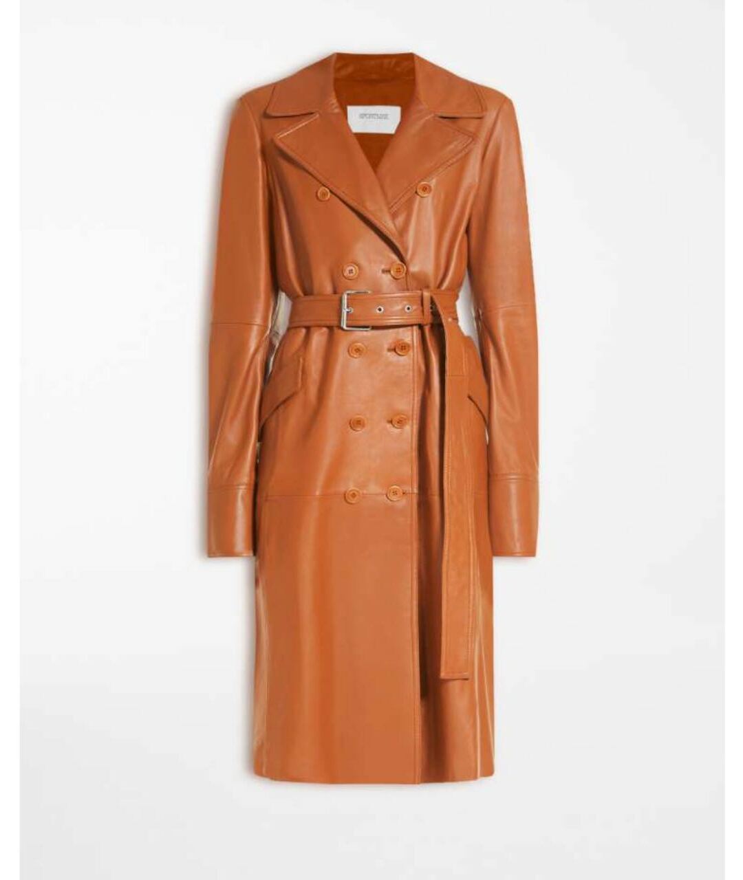 SPORTMAX Коричневый кожаный тренч/плащ, фото 7