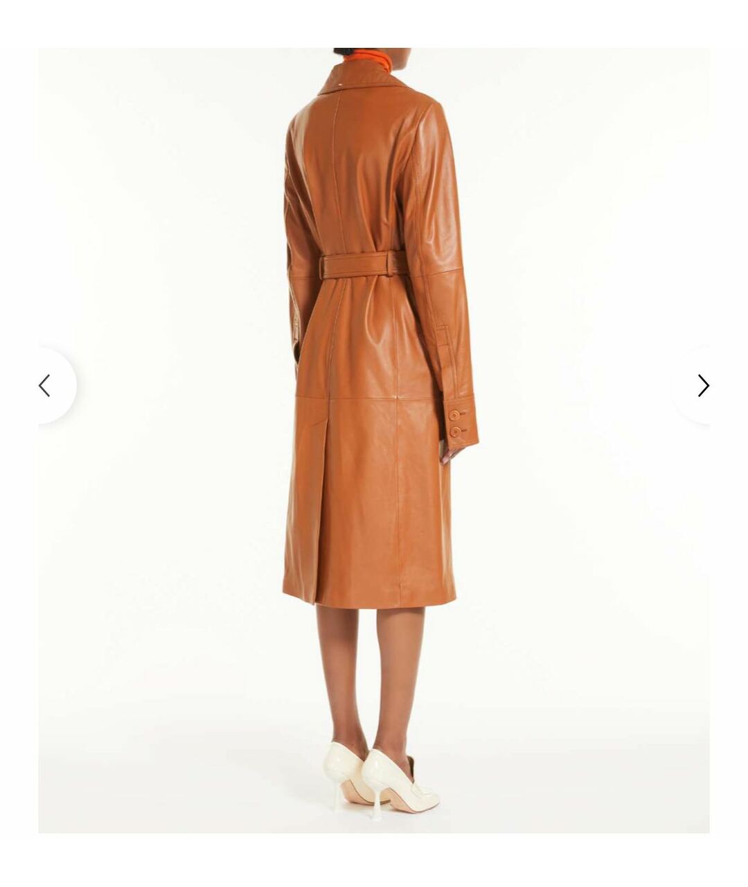 SPORTMAX Коричневый кожаный тренч/плащ, фото 4
