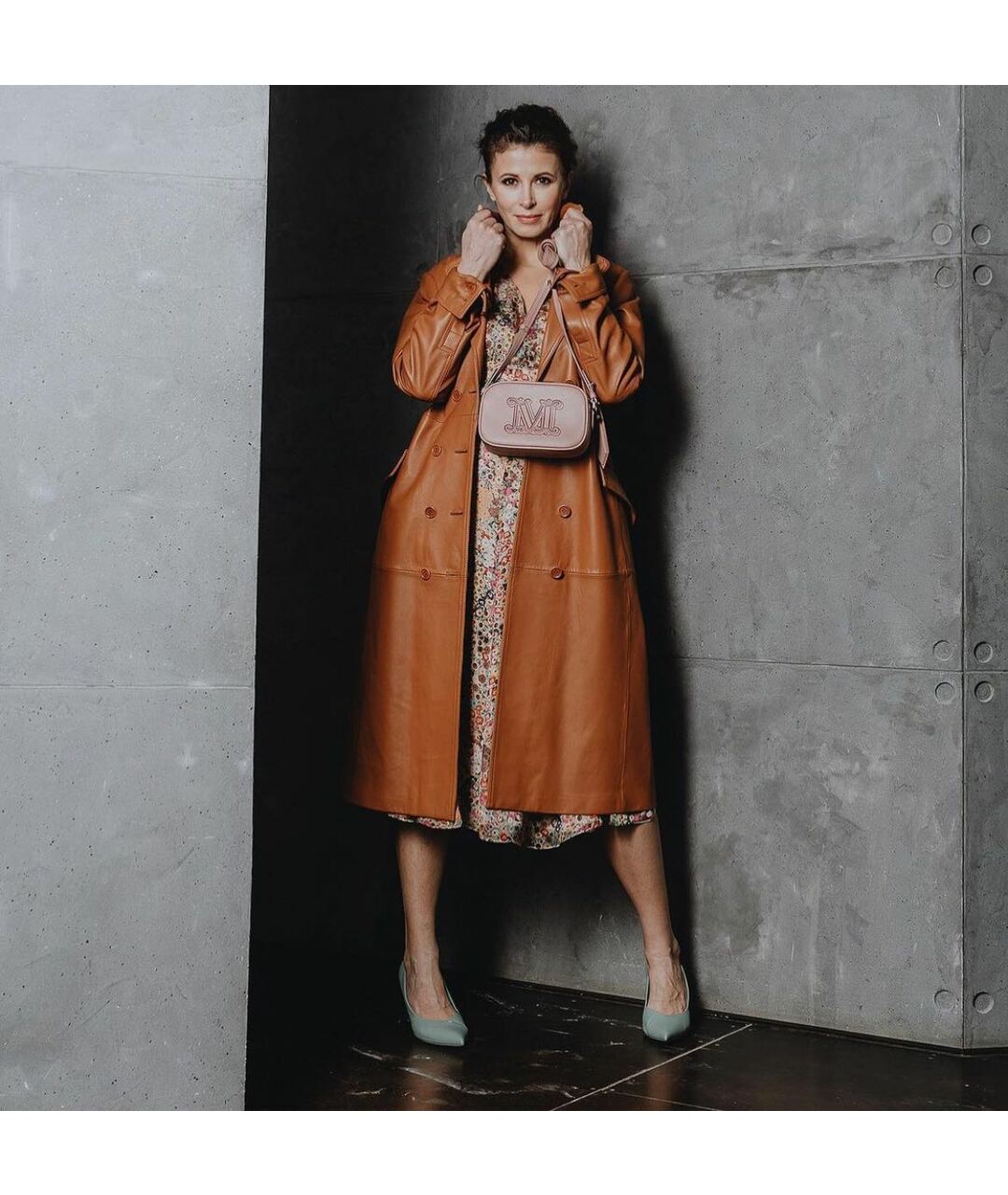 SPORTMAX Коричневый кожаный тренч/плащ, фото 2