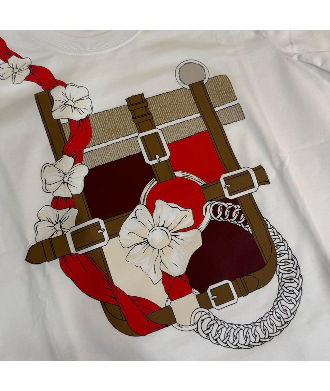 HERMES Белая хлопковая футболка, фото 2