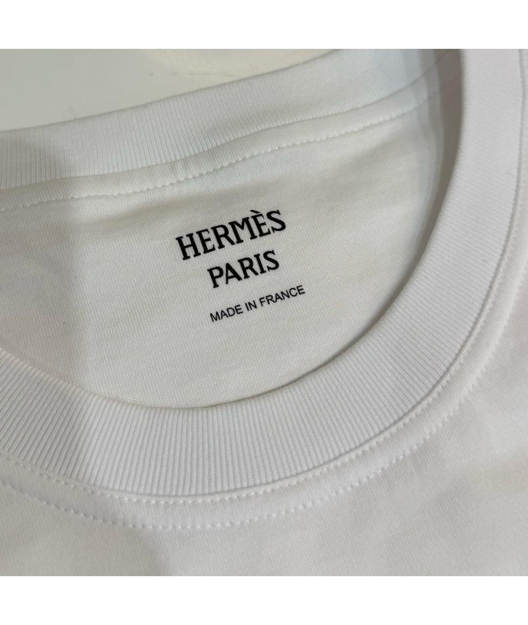 HERMES Белая хлопковая футболка, фото 4