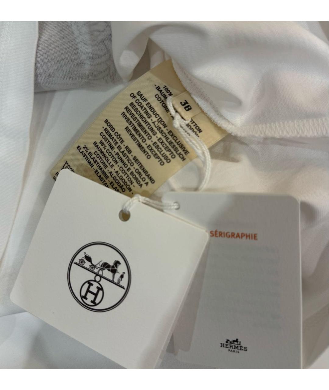 HERMES Белая хлопковая футболка, фото 3