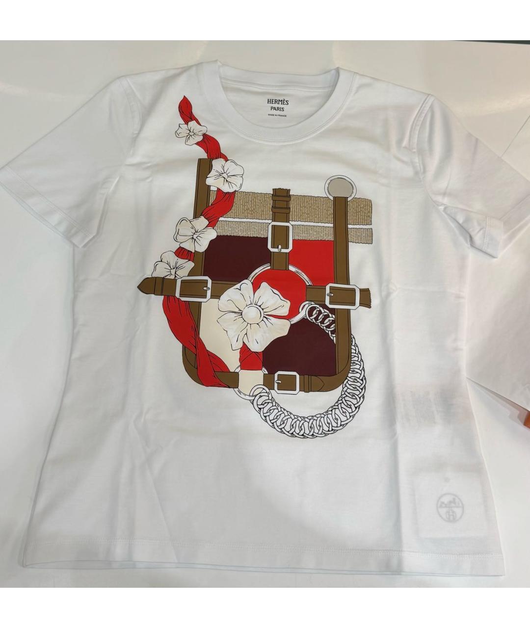 HERMES Белая хлопковая футболка, фото 7