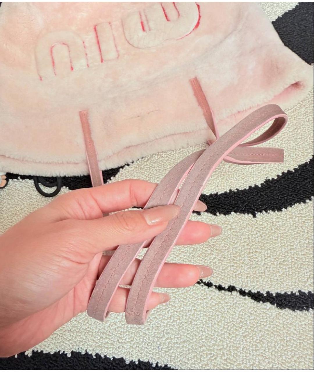 MIU MIU Розовая меховая сумка тоут, фото 4