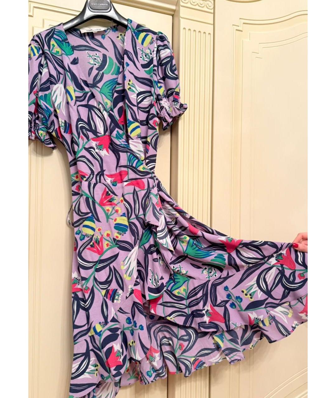 DIANE VON FURSTENBERG Фиолетовое шифоновое повседневное платье, фото 5