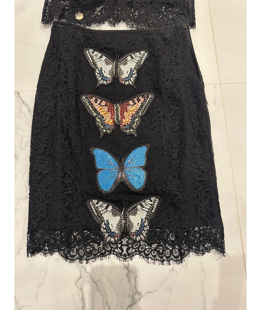 PHILIPP PLEIN Черный кружевной костюм с юбками, фото 2