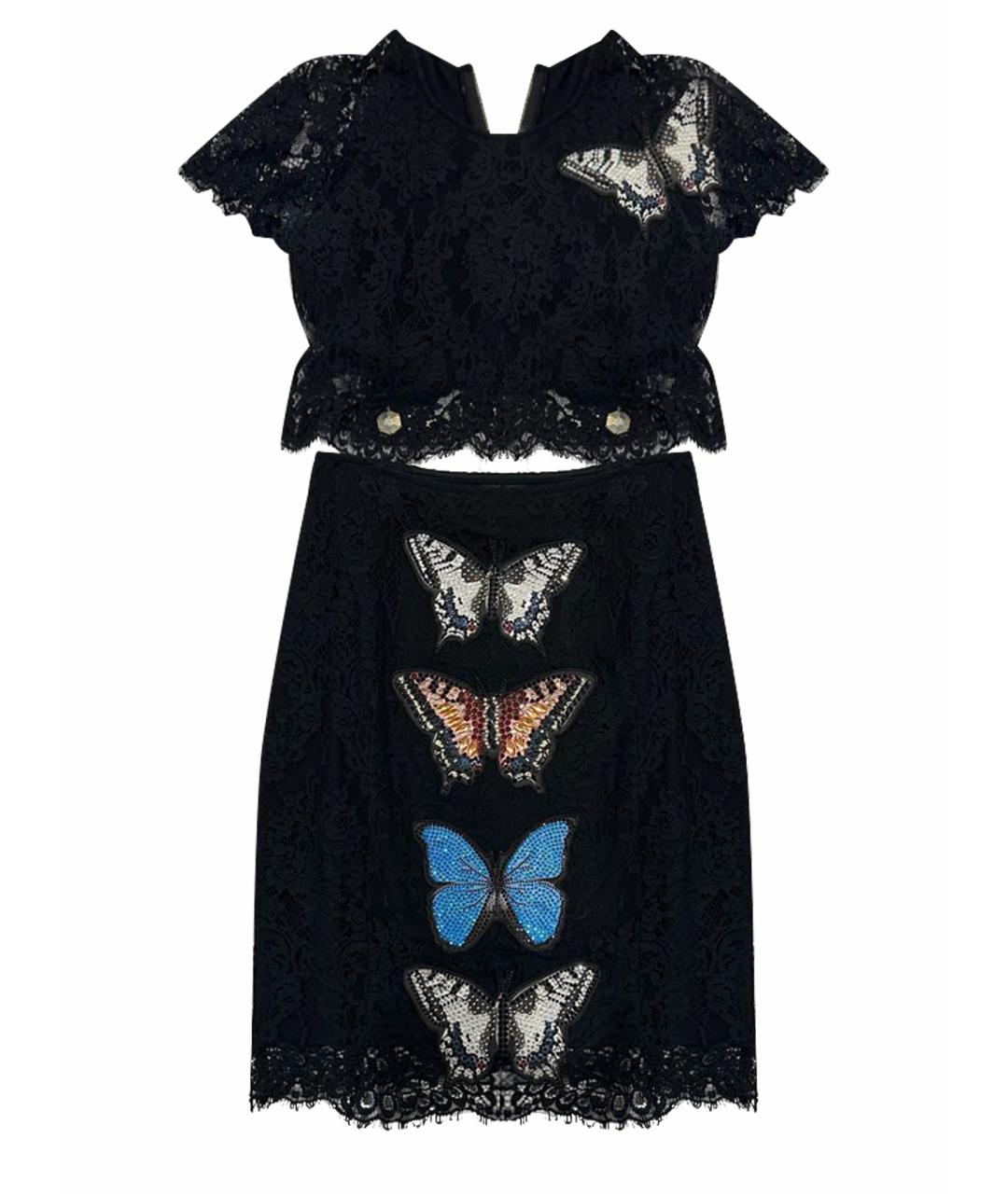 PHILIPP PLEIN Черный кружевной костюм с юбками, фото 1