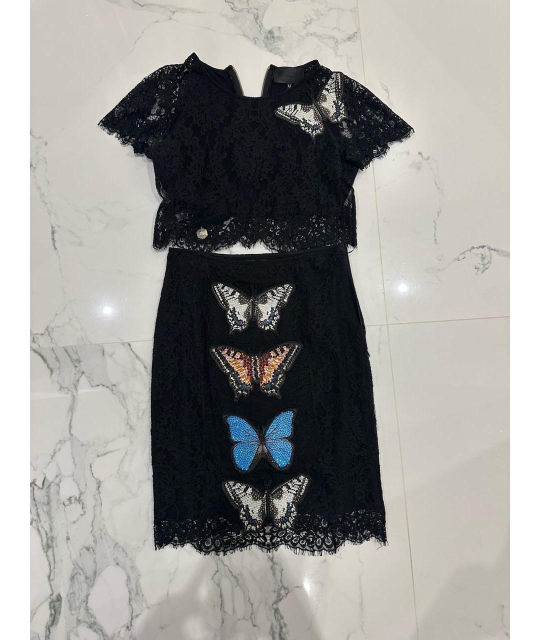 PHILIPP PLEIN Черный кружевной костюм с юбками, фото 8