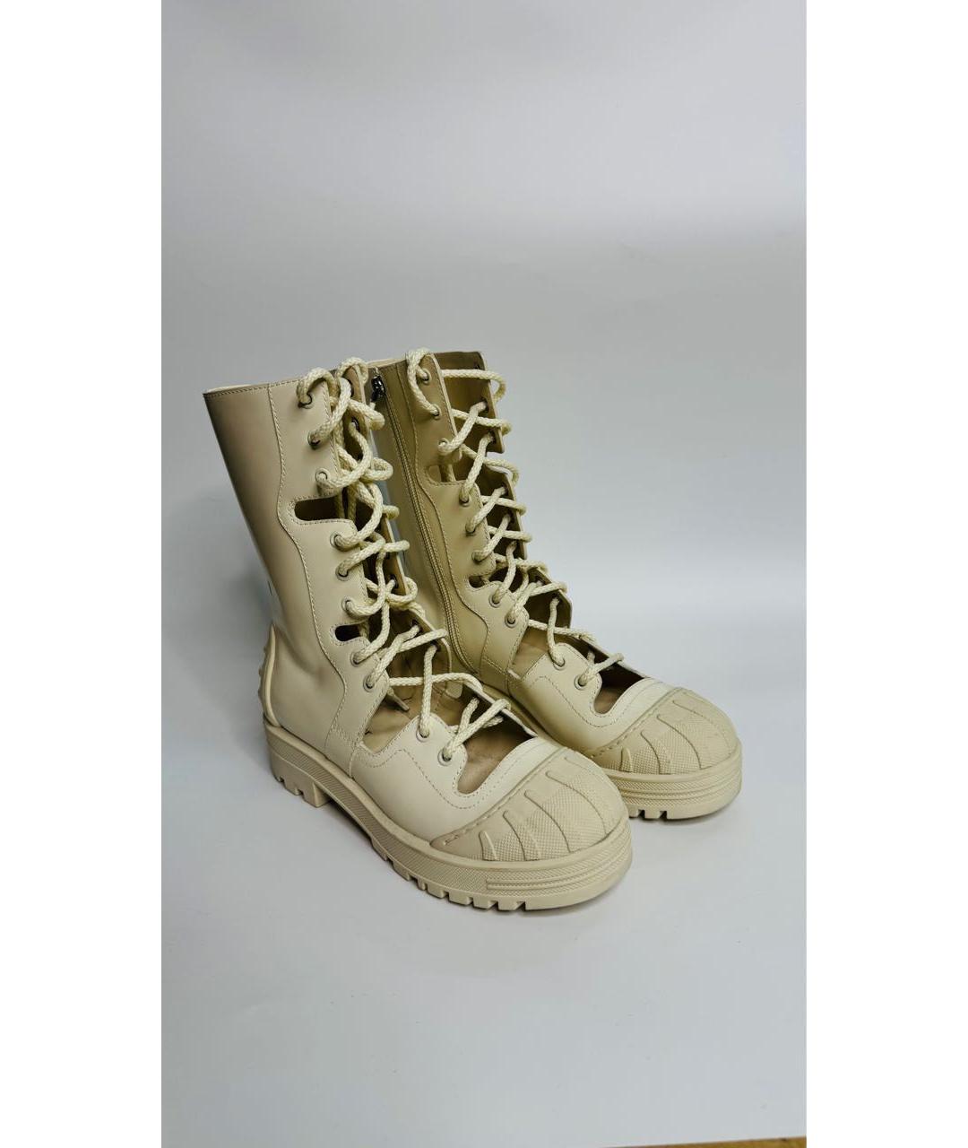 CHRISTIAN DIOR Белые кожаные ботинки, фото 3