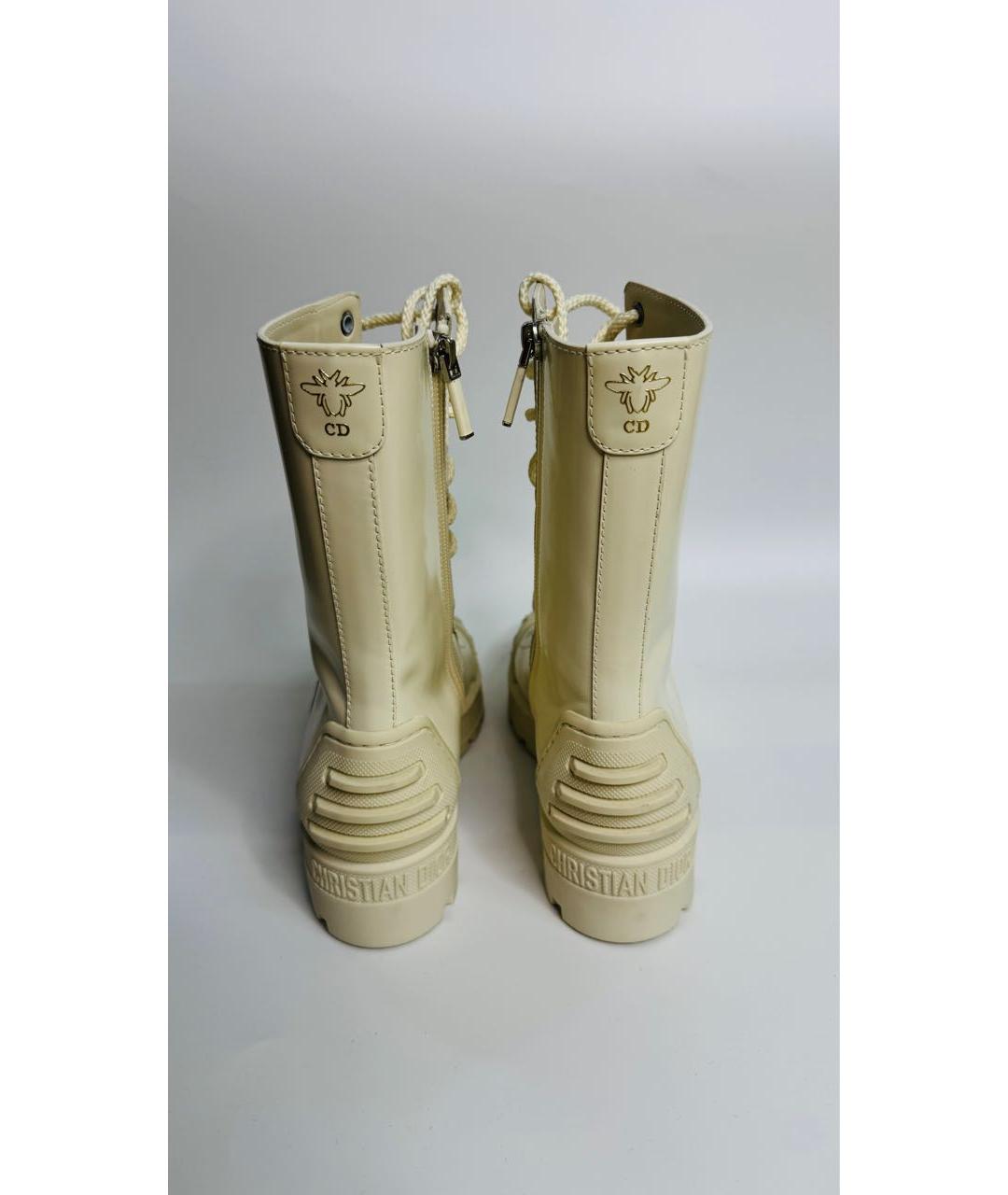 CHRISTIAN DIOR Белые кожаные ботинки, фото 4