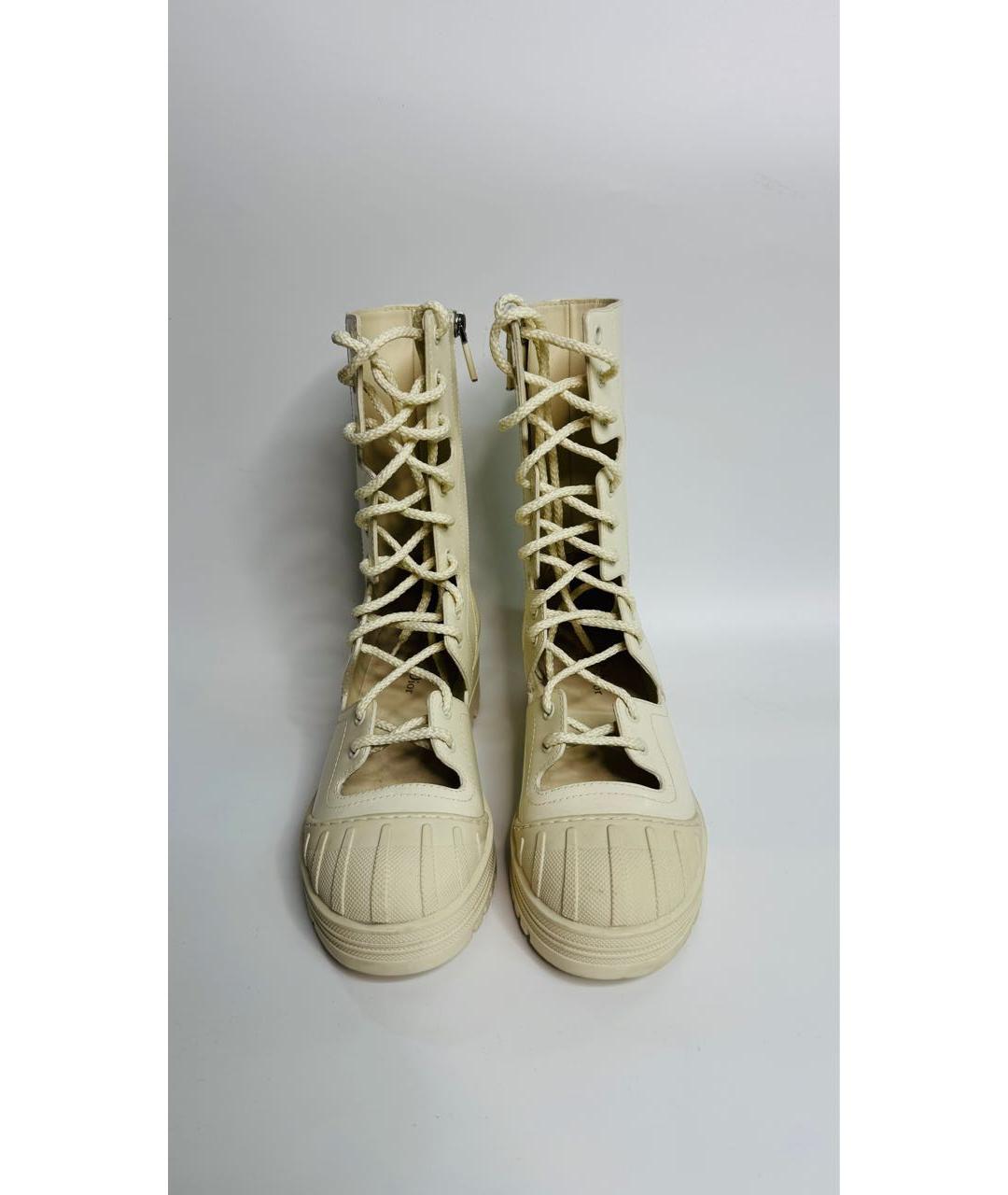 CHRISTIAN DIOR Белые кожаные ботинки, фото 2