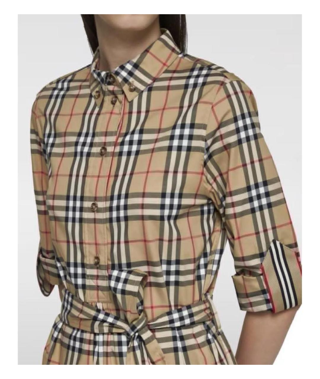 BURBERRY Бежевое хлопковое повседневное платье, фото 3