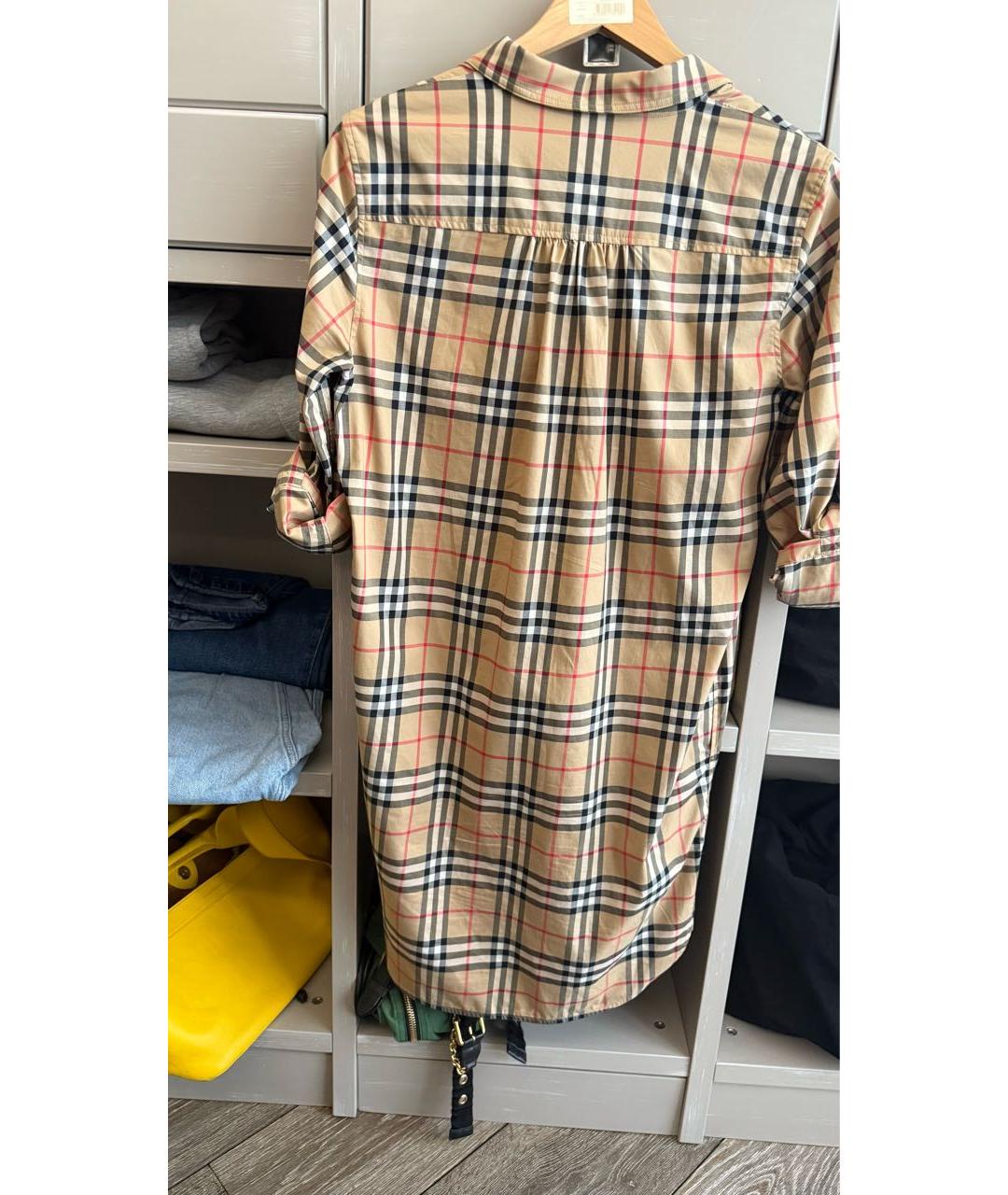BURBERRY Бежевое хлопковое повседневное платье, фото 2